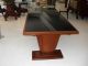 French Art Deco Dining Table Palisander/ Black Glass 1900-1950 photo 3