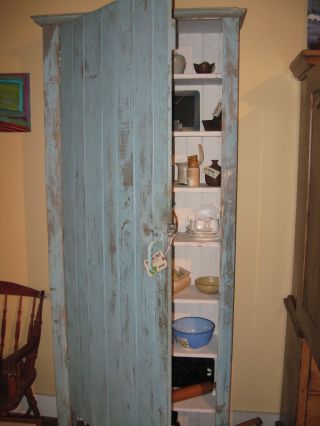 Antique Maine Bead Board Pine Jelly Cabinet Cupboard photo
