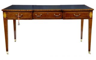 Inlaid Mahogany Leather Top Writing Table photo