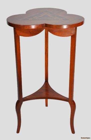 Regency Style Inlaid And Marquetry Cloverleaf Table photo