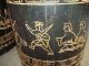 3 Antique Wooden Black Drums/ Tables 1900-1950 photo 2