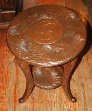 Gorgeous English 2 Tier Oak Side Sofa Table/ Lamp Table photo