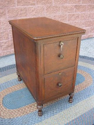 Lawyers Antique Burl Walnut 2 Drawer File Cabinet Ca 1930 ' S Fire Safe Interior photo