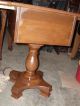 Vintage Quality Maple Drop Leaf Pedestal End Table Or Nightstand 1900-1950 photo 3