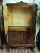 Vintage Antique Chinese Chippendale Cocktail Liquor Cabinet Bar Flame Mahogany 1900-1950 photo 5