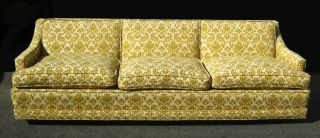 Vintage Yellow Mid Century Modern Sofa / Couch Hollywood Regency Retro photo