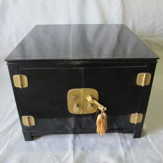 Chinese Black Lacquer Small Cabinet As/4365 photo