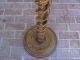 Antique Barley Twist Plant Candle Stand Solid Oak Thick 3 Inch Barley 1900-1950 photo 2