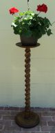 Antique Barley Twist Plant Candle Stand Solid Oak Thick 3 Inch Barley 1900-1950 photo 6