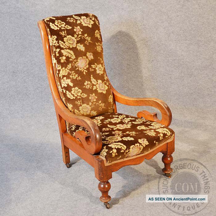 Antique Chair Side Bedroom Hall Salon Nursing Mahogany Frame C1880 1800-1899 photo