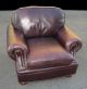 Burgundy/ Brown Leather Single Sofa Chair With Decorative Nails Post-1950 photo 1