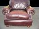 Burgundy/ Brown Leather Single Sofa Chair With Decorative Nails Post-1950 photo 2