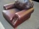Burgundy/ Brown Leather Single Sofa Chair With Decorative Nails Post-1950 photo 4