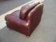 Burgundy/ Brown Leather Single Sofa Chair With Decorative Nails Post-1950 photo 5
