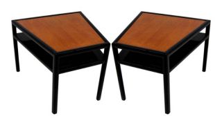 2 Trapazoidal Side Tables By Michael Taylor For Baker photo