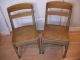 Lot 2 Vintage Youth Wood School Desk Chairs Early American Decor/mid Century 13 1900-1950 photo 3