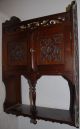 An Antique Floral Carved Wood 2 - Door Hanging Cabinet With Shelf Other photo 1