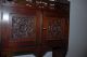 An Antique Floral Carved Wood 2 - Door Hanging Cabinet With Shelf Other photo 2