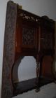 An Antique Floral Carved Wood 2 - Door Hanging Cabinet With Shelf Other photo 7