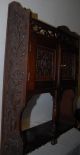 An Antique Floral Carved Wood 2 - Door Hanging Cabinet With Shelf Other photo 8