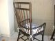 Pair Vintage Black Throne French Country Cottage Bamboo Arm Chairs Toile Fabric Post-1950 photo 11