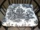 Pair Vintage Black Throne French Country Cottage Bamboo Arm Chairs Toile Fabric Post-1950 photo 7