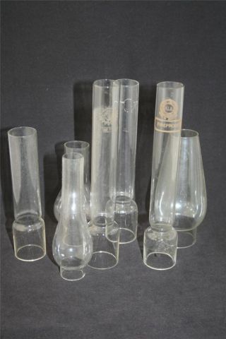 Set Of 7 Vintage/antique Glass Chimney - Funnels For Oil Lamps photo