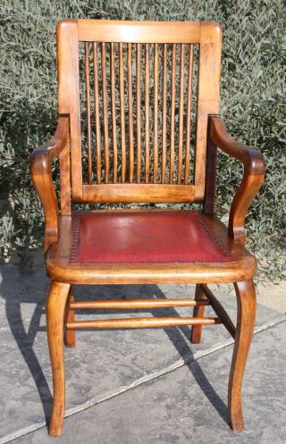 Antique Desk Chair Arts & Crafts Americana Mission - Slat Back photo