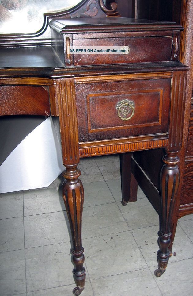 Antique 1920 1930s Regency Style Vanity Dresser Desk With Clam