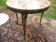 Vintage Marble Top Table + Round Glass Top Brass Iron Legs Post-1950 photo 5