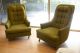 2 Vintage Mid Century Modern High Back Chairs Moss Green Upholstery 1900-1950 photo 1