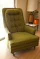 2 Vintage Mid Century Modern High Back Chairs Moss Green Upholstery 1900-1950 photo 8