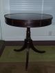 3 Legged Solid Wood Cherry Pedestal Drum Table Post-1950 photo 1