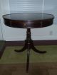 3 Legged Solid Wood Cherry Pedestal Drum Table Post-1950 photo 4