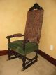 Vintage Spanish Revival Throne Arm Chair French Renaissance Carved Barley Twist Post-1950 photo 1