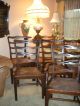 Antique Chippendale Ladder Back Country Dining Chairs Rush Seats Set 6 1900-1950 photo 1