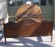 Vintage Antique Walnut Veneer Wood Double Full Size Bed W/ Foot Board And Rails 1900-1950 photo 1