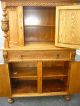 (2of3) Vintage French Country Ornate Oak Server Hutch Buffet Cabinet / Wine Rack 1900-1950 photo 4