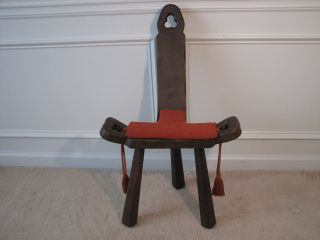 Antique Vintage Geman Hand Carved Wooden Labor Birthing Chair photo