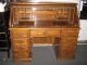 Vint Solid Wood Roll Top Desk Drawers Writing Table Pigeon Holes Unknown photo 1