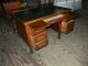 Large Antique Solid Oak Kneehole Desk Unknown photo 3