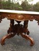 Victorian Walnut Oval Marble Top Coffee Table,  Attr.  Thomas Brooks 1800-1899 photo 1