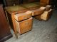 Antique French Provincial Leather Top Kneehole Desk 1900-1950 photo 10
