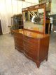 Antique Double Bow Front Dixie Bedroom Furniture Mahogany Dresser With Mirror 1900-1950 photo 8