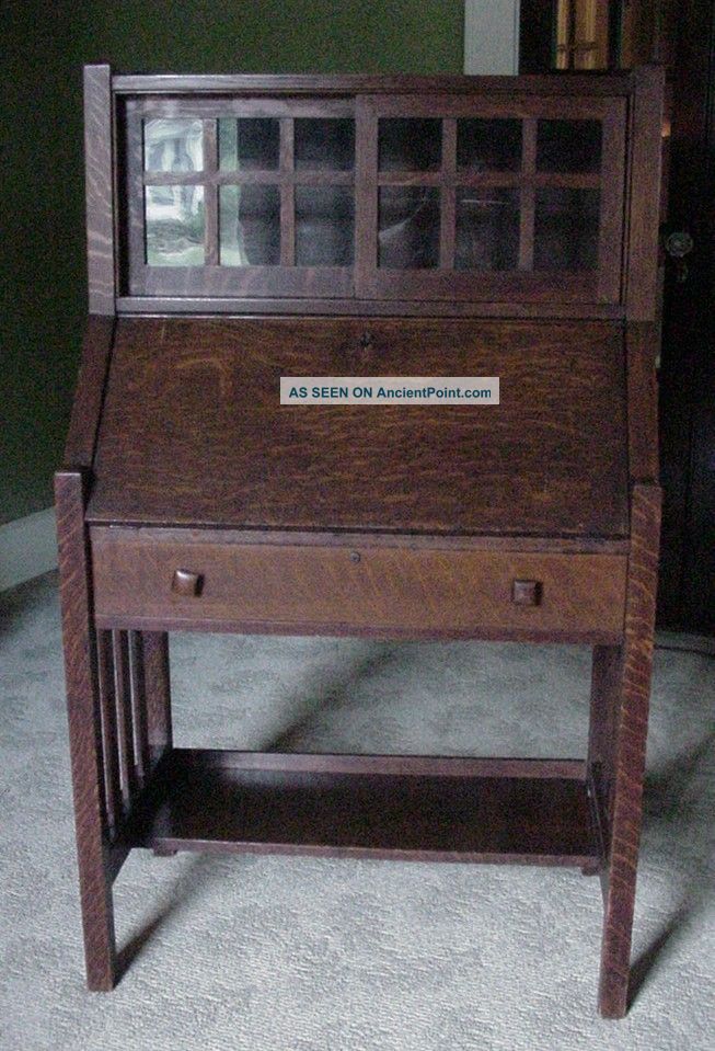Antique Mission Oak Drop Leaf Desk W Bookcase Arts Crafts Antique Mission Oak Drop Leaf Desk W Bookcase Arts Crafts Secretary All Orig