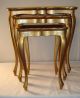 3 Nesting Tables Set Gold Wood Florentine Vintage Made In Italy Table Post-1950 photo 1