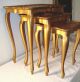 3 Nesting Tables Set Gold Wood Florentine Vintage Made In Italy Table Post-1950 photo 2