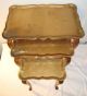 3 Nesting Tables Set Gold Wood Florentine Vintage Made In Italy Table Post-1950 photo 3