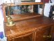 Antique Tiger Oak Buffet Sideboard Furniture W/ Mirror Claw Foot Curved Glass 1900-1950 photo 3