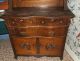 Sideboard Buffet Tiger Oak With Beveled Mirror Applied Carvings Cup Hooks Pulls 1900-1950 photo 8
